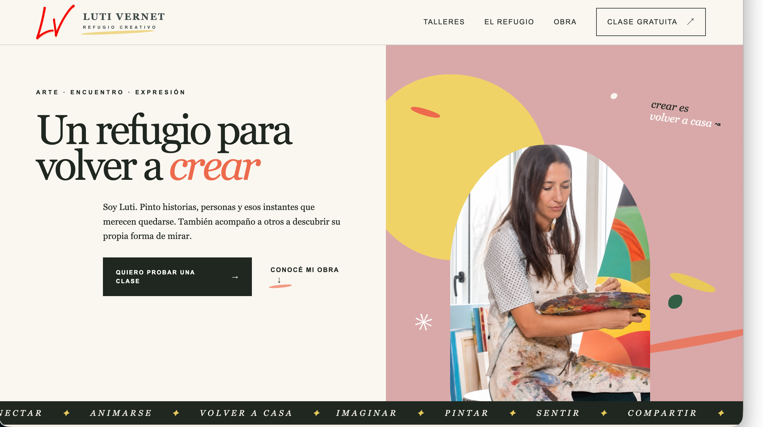 Captura de la web de Luti Vernet Refugio Creativo